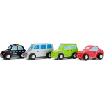 New Classic Toys voertuigenset junior hout/groen/wit 4 delig - Rood
