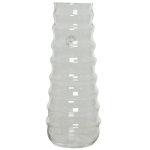 Decoris Handgemaakte Vazen/bloemenvaas Ribbel 6 Liter Van Glas 15 X 35 Cm - Glazen Vazen Voor Bloemen En Boeketten