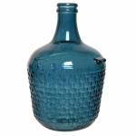 Decoris Fles Vaas/bloemenvaas Recycled Glas 20 X 30 Cm - Blauw