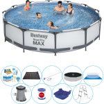 Bestway Bestway Steel Pro Max Rond 366x76 Cm - Deluxe Zwembad Pakket - Grijs