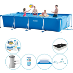 Intex Frame Pool Rechthoekig 450x220x84 Cm - Zwembad Combinatie Set - Blauw