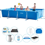 Intex Frame Pool Rechthoekig 450x220x84 Cm - Deluxe Zwembad Pakket - Blauw