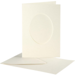 Creotime Passepartout kaarten ovaal met envelop 15 cm - Wit