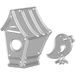 Creotime snijmal vogelhuis en vogel 4x4,5 cm en 2x2,5 cm - Silver