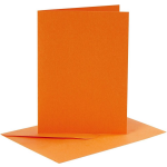 Creotime set van 6 blanco kaarten en enveloppen 10,5x15 cm - Oranje
