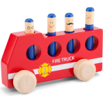 New Classic Toys brandweerauto junior 18 cm hout 9 delig - Rood