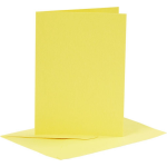 Creotime set van 6 blanco kaarten en enveloppen 10,5x15 cm - Geel