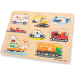 New Classic Toys vormenpuzzel voertuigen junior hout 9 delig