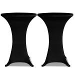 Conjunto de 2 Manteless ajustados para mesa de pie - 60 cm diámetro - Negro