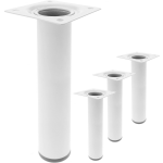 PrimeMatik Pies redondos para mesa y mueble , Patas en acero blancas de 25cm 4-pack