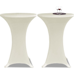 Conjunto de 2 Manteles color crema ajustados para mesa de pie - 70 cm diámetro