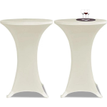 Conjunto de 2 Manteles color crema ajustados para mesa de pie - 80 cm diámetro
