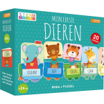 Rebo Productions Puzzeltrein 20 stukjes en boek - Mijn eerste dieren - Turquoise