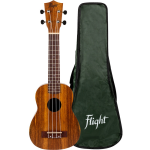 Flight Natural Series NUS200 Teak sopraan ukelele met brede topkam inclusief gigbag