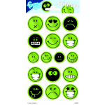 Funny Products stickers Smiley 20 x 10 cm papier 16 stuks - Groen