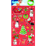Funny Products stickers Christmas 20 x 10 cm 19 stuks - Rood