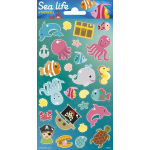 Top1Toys Funny Products stickervel Sealife junior papier 27 stuks - Blauw