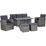 Vidaxl 6-delige Loungeset Met Kussens Poly Rattan - Grijs