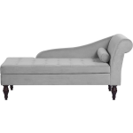 Beliani Pessac Chaise Longue Fluweel 145 X 65 Cm - Grijs