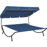 Vidaxl Loungebed Met Luifel - Blauw