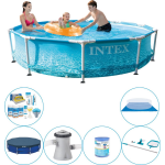 Intex Zwembad Combi Deal - Metal Frame Rond Strandzijde 305x76 Cm - Blauw
