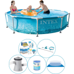 Intex Zwembad Combi Deal - 6-delig - Metal Frame Rond Strandzijde 305x76 Cm - Blauw