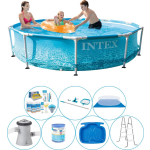 Intex Zwembad Bundel - 8-delig - Metal Frame Rond Strandzijde 305x76 Cm - Blauw