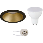 BES LED Led Spot Set - Pragmi Pollon Pro - Gu10 Fitting - Inbouw Rond - Mat/goud - 4w - Natuurlijk Wit 4200k - Verdiept - - Zwart