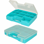 Forte Plastics 2x Opbergkoffertje/opbergdoosjes 13-vaks Sorteerdoos/box - Opbergers - 27,5 X 20,5 X 3 Cm - Blauw