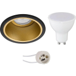 BES LED Led Spot Set - Aigi - Pragmi Minko Pro - Gu10 Fitting - Inbouw Rond - Mat/goud - 8w - Helder/koud Wit 6400k - - Zwart