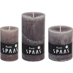 Spaas 3x Taupe Rustieke Cilinderkaarsen/stompkaarsen Set 5 X 8 Cm / 7 X 8 Cm / 7 X 13 Cm - Geurloze Kaarsen - Woondecoraties - Bruin