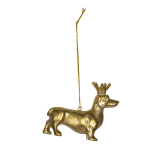 Clayre & Eef Decoratie Hond 8*3*6 Cmkleurig Kunststof - Goud
