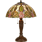 Clayre & Eef Tafellamp Tiffany Rozen Compleet 61 X ø 47 Cm -,, Roze, Multi Colour - Ijzer, Glas - Bruin