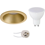 BES LED Led Spot Set - Pragmi Pollon Pro - Gu10 Fitting - Inbouw Rond - Mat Goud - 4w - Natuurlijk 4200k - Verdiept - Ø82mm - Wit