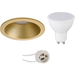 BES LED Led Spot Set - Pragmi Pollon Pro - Gu10 Fitting - Dimbaar - Inbouw Rond - Mat Goud - 6w - Warm 3000k - Verdiept - - Wit