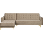 Beliani Aberdeen Slaapbank Guld Fluweel 267x168x83 - Beige