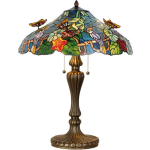Clayre & Eef Tafellamp Tiffany Met Vlinders 65cm X ø 52cm -,, Multi Colour - Ijzer, Glas - Bruin