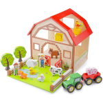 New Classic Toys speelset boerderij 26,8 cm hout 15 delig - Bruin