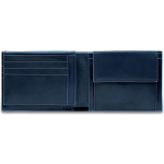 Piquadro Blue Square Men&apos;s Walleth Flip Uph ID/Coin Pocket Night Blue - Wit